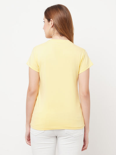 Yellow Round Neck T-Shirt - Women T-Shirts