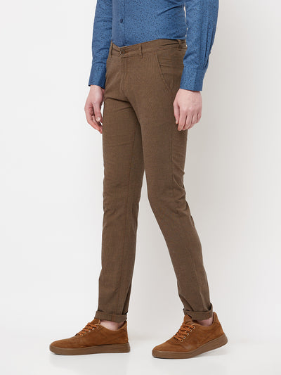 Brown Printed Trousers - Men Trousers