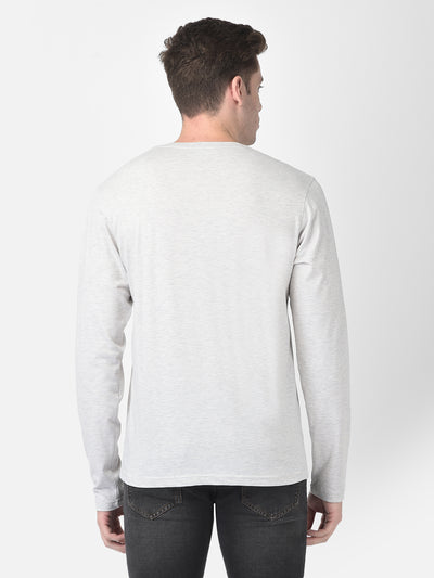 Long-Sleeved Grey Melange T-Shirt-Men T-Shirts-Crimsoune Club