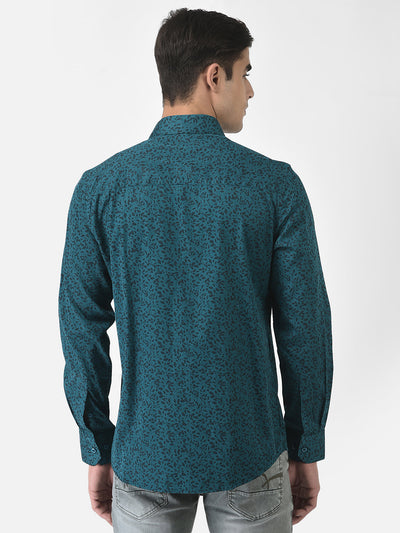  Teal Blue Shirt in Floral Print