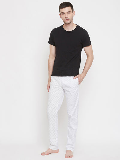White Printed Lounge Pants - Men Lounge Pants