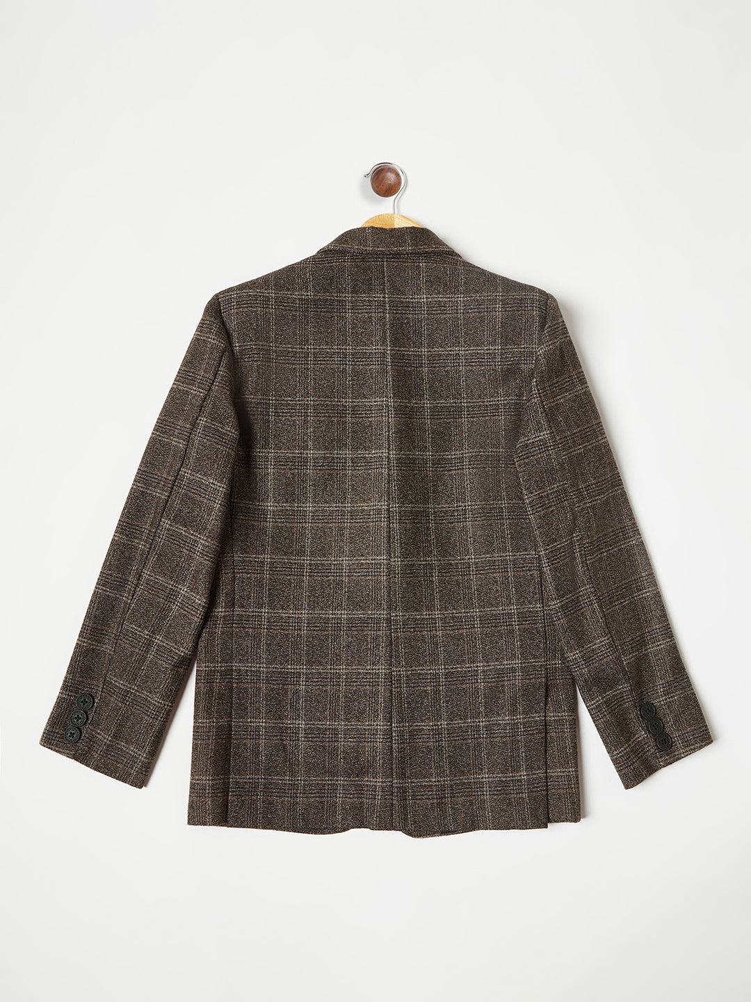 Brown Checked Single Breasted Blazer - Boys Blazer