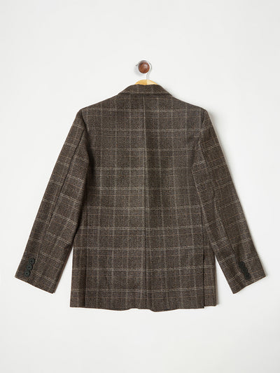 Brown Checked Single Breasted Blazer - Boys Blazer