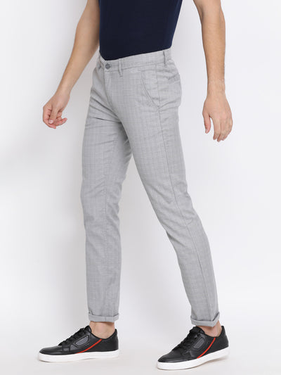 Grey Checked Trousers - Men Trousers
