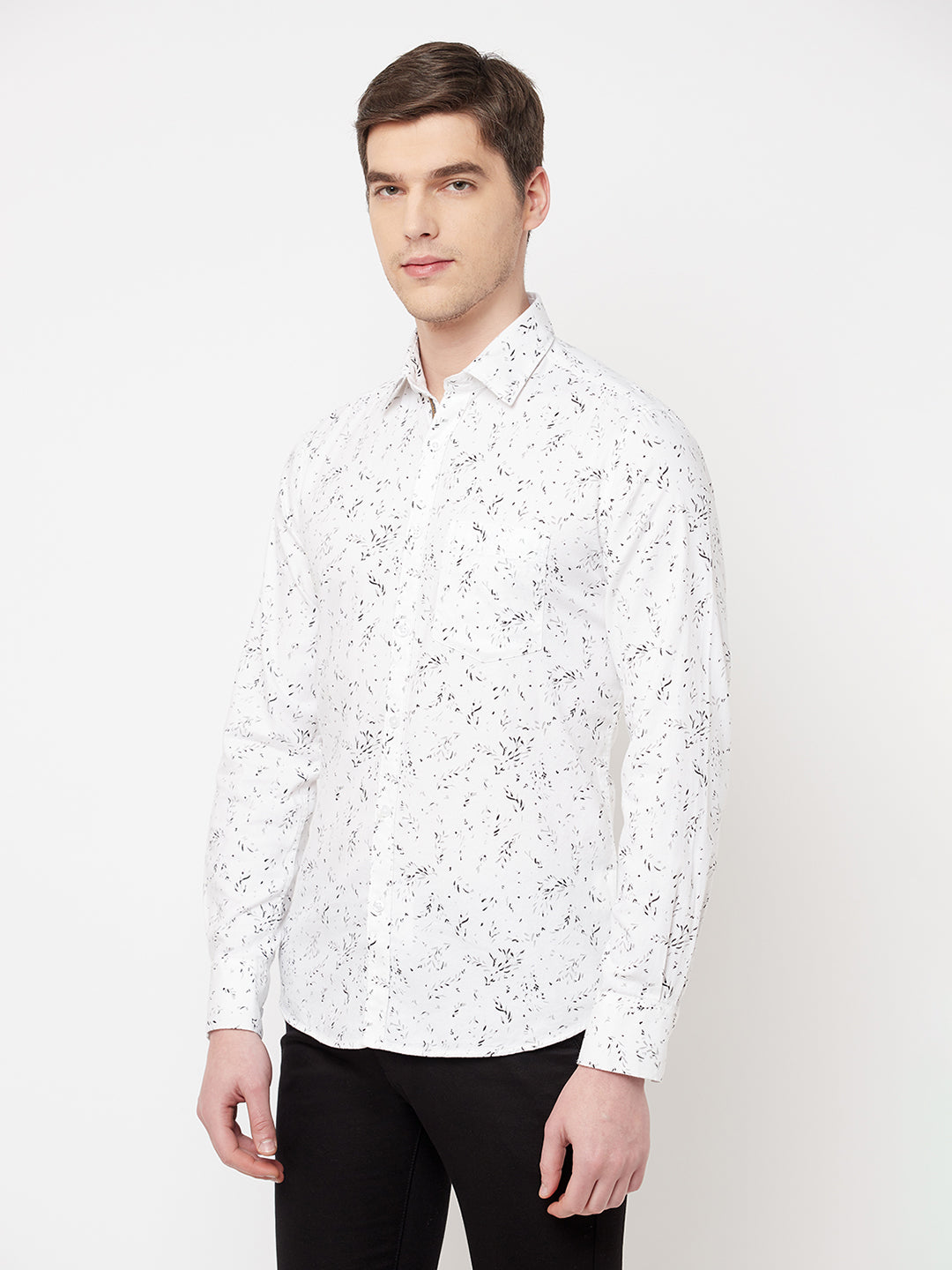 White Floral Shirt - Men Shirts