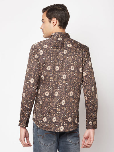  Olive Motif Print Shirt
