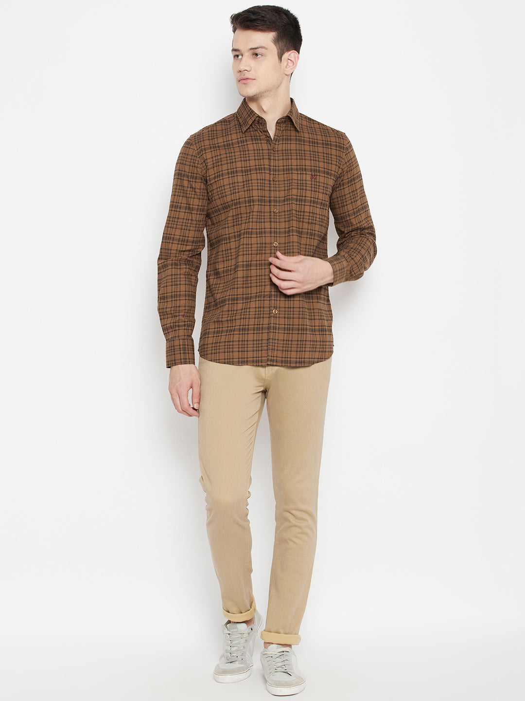 Brown Checked Slim Fit shirt - Men Shirts