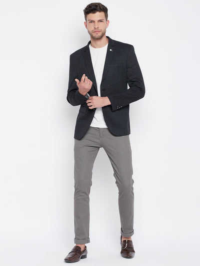 Black Notched Lapel Blazer - Men Blazers