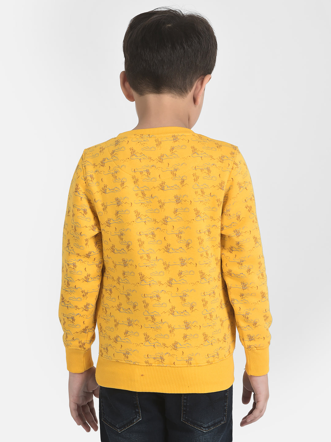 Mustard Terrain Print Sweatshirt-Boys Sweatshirts-Crimsoune Club