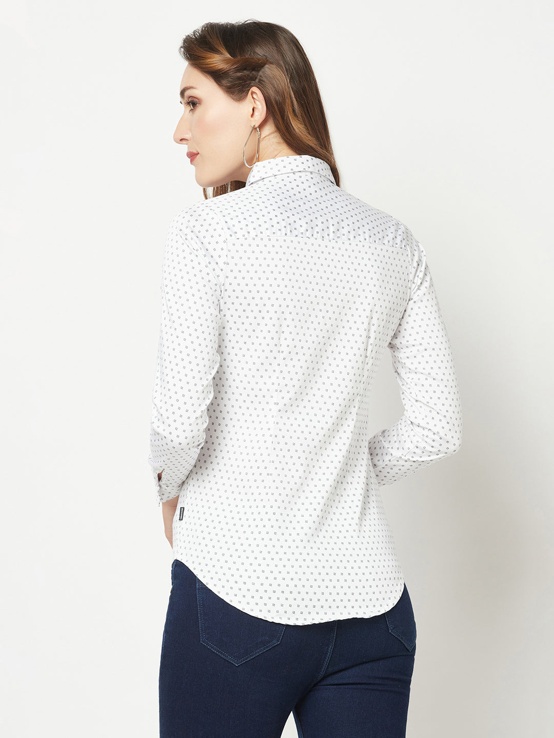  White Mini-Motif Printed Shirt 