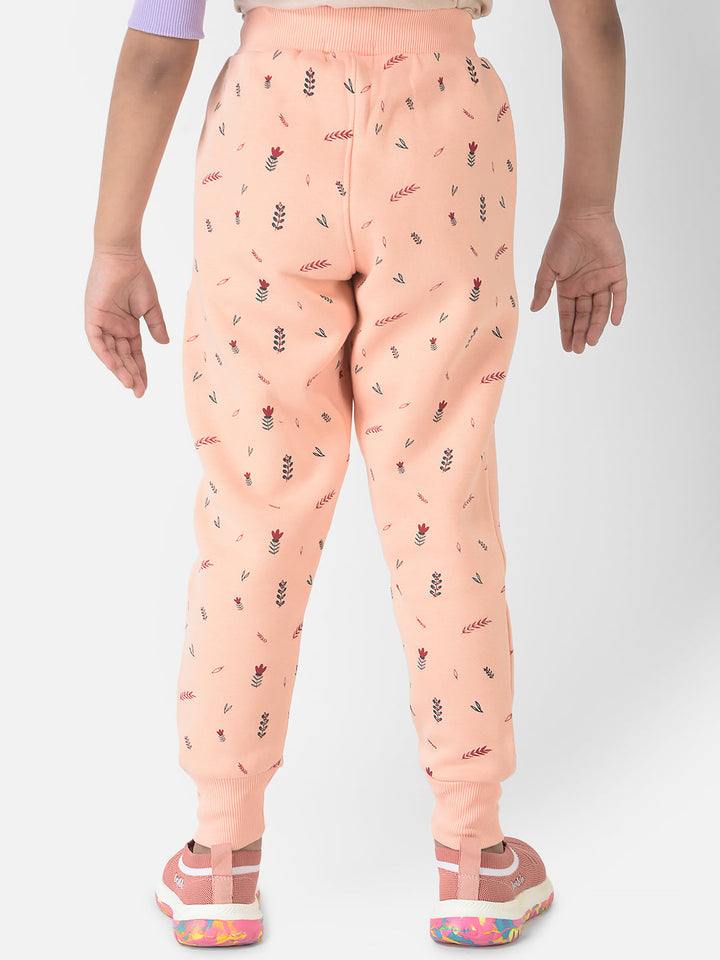  Peach Joggers with Floral Print 
