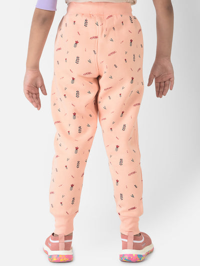  Peach Joggers with Floral Print 