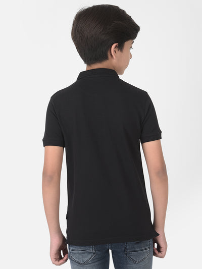 Black Printed Polo T-shirt - Boys T-Shirts