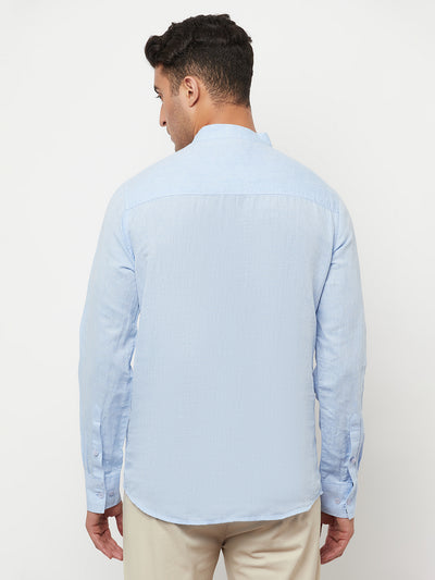 Light Blue Linen Kurta - Men Kurtas