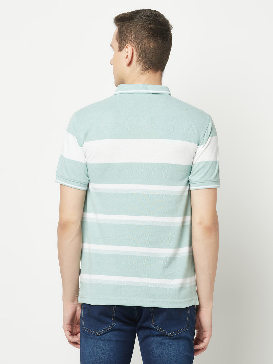  Fern Green Striped Polo T-Shirt