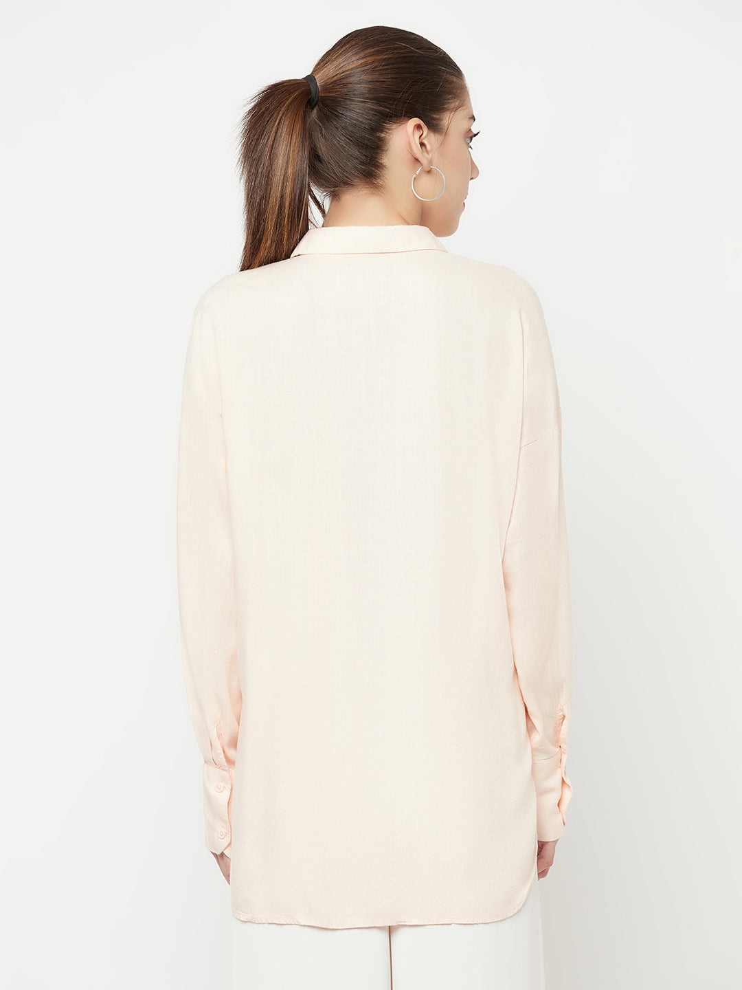 Peach Long Sleeves Shirt - Women Shirts