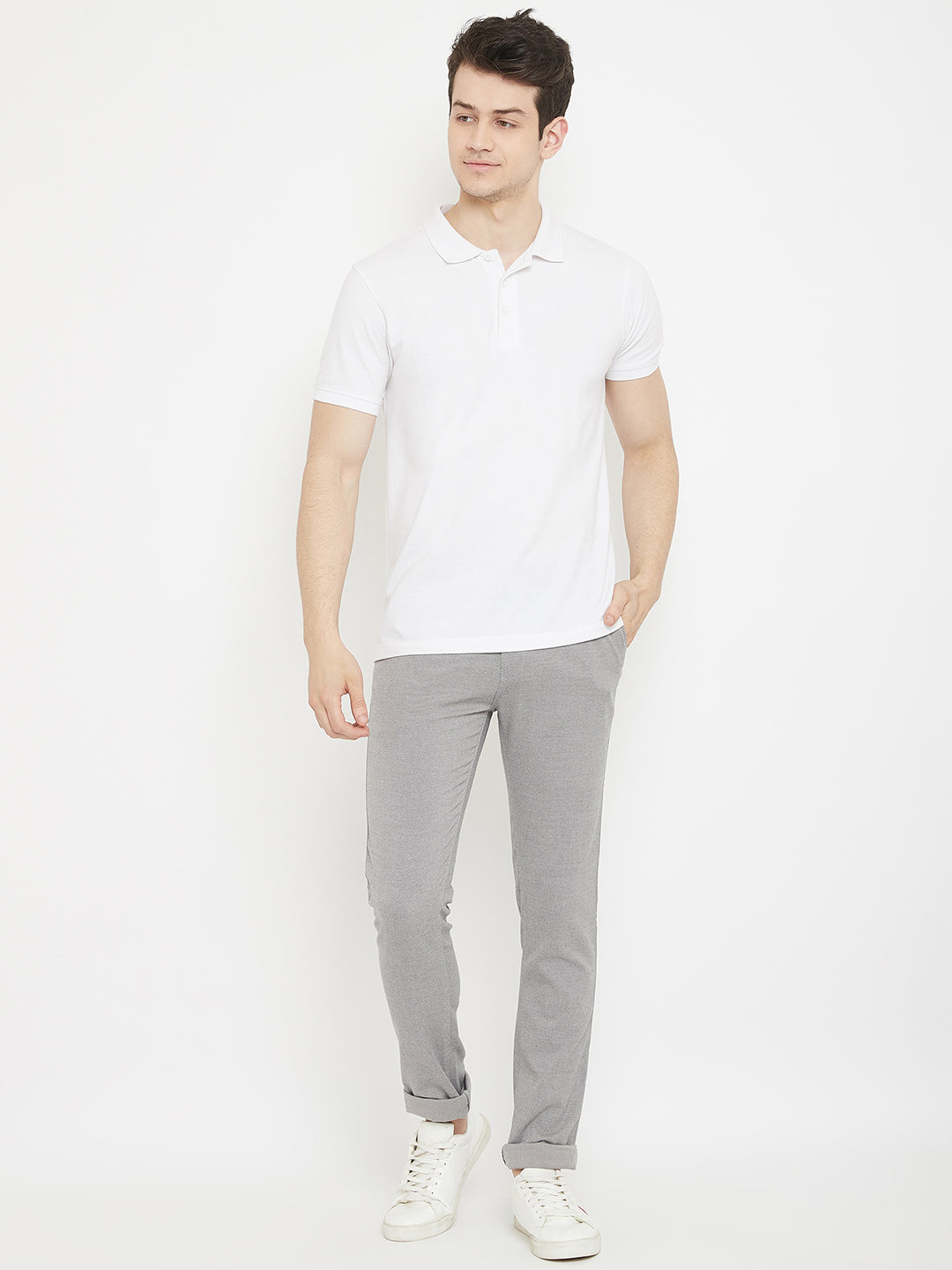 Grey Slim Fit Trousers - Men Trousers