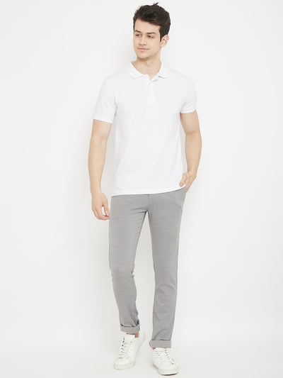 Grey Slim Fit Trousers - Men Trousers