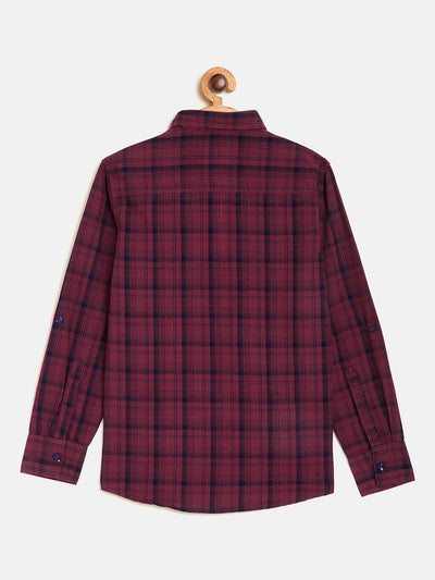 Maroon Checked Full Sleeves Shirt - Boys Shirts