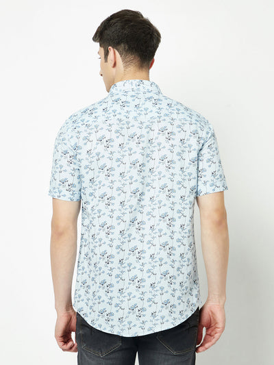  Sky Blue Floral Shirt