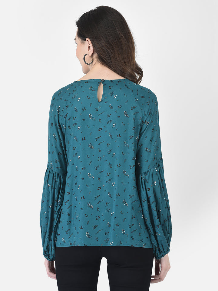 Teal Floral Top - Women Tops