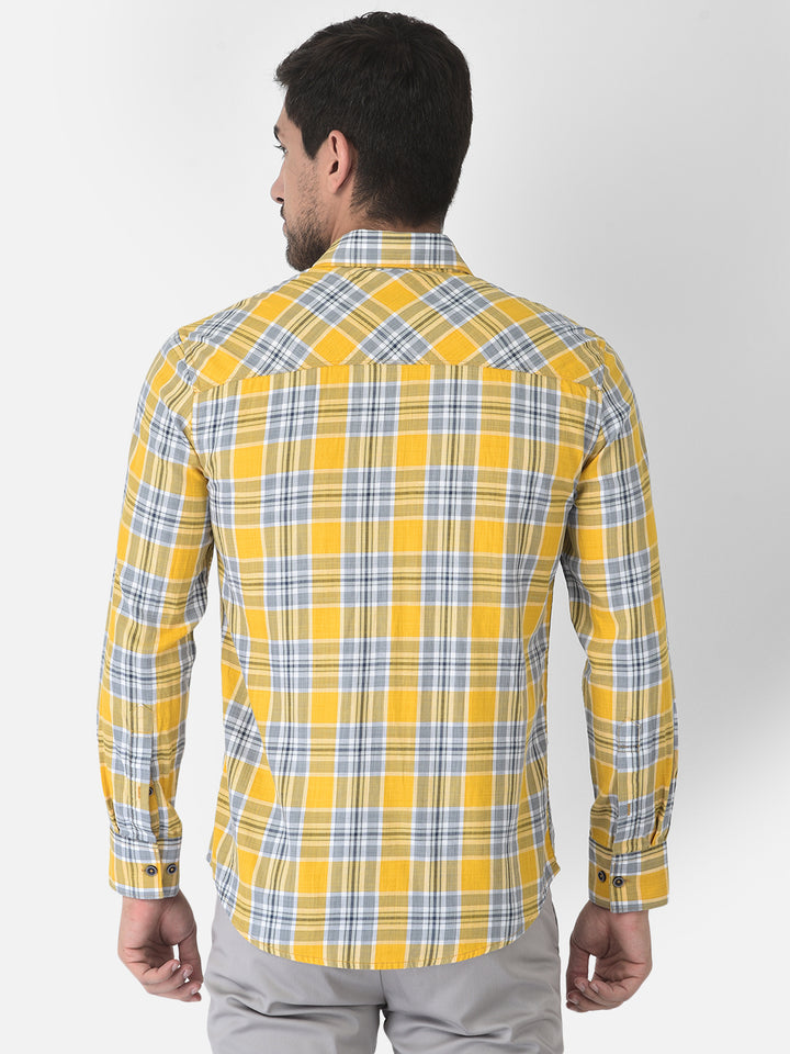 Yellow Tartan Checked Shirt - Men Shirts