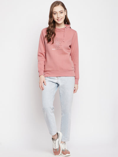 Pink Printed Turtle Neck Sweatshirt - Women Sweatshirts