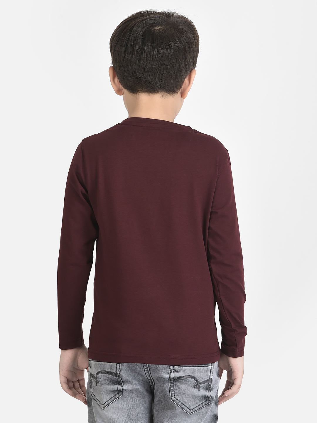 Maroon Typographic T-Shirt-Boys T-Shirts-Crimsoune Club