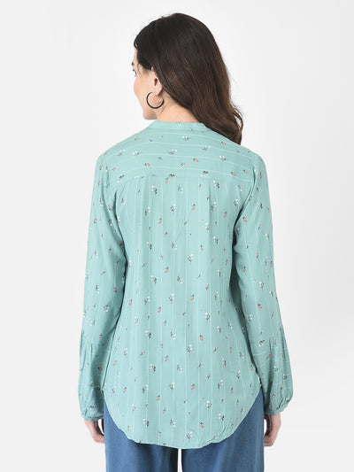 Seafoam Green Floral Shirt - Women Shirts