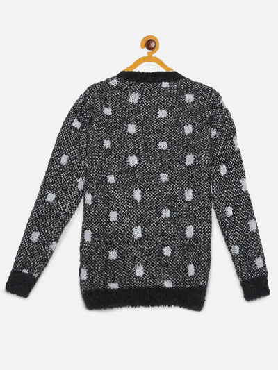 Black Fuzzy Spotted Sweater