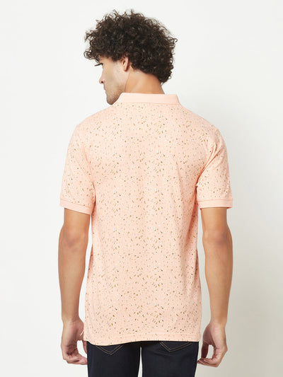  Peach Mini-Floral Polo T-Shirt