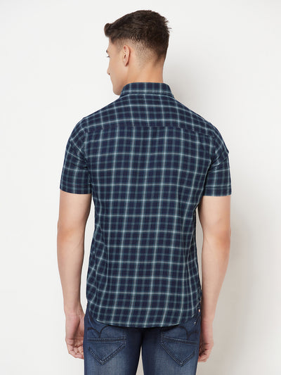 Navy Blue Shepherd Checked Shirt - Men Shirts