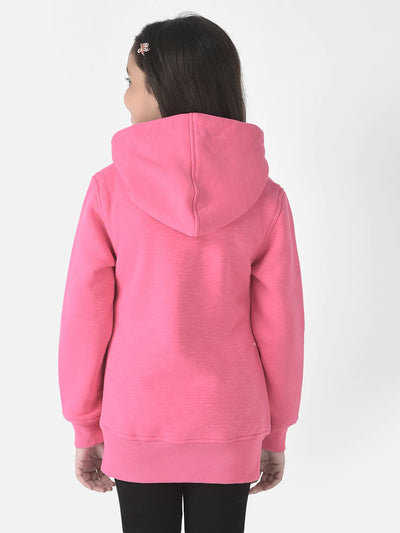  Pink Hooded Typographic Sweatshirt