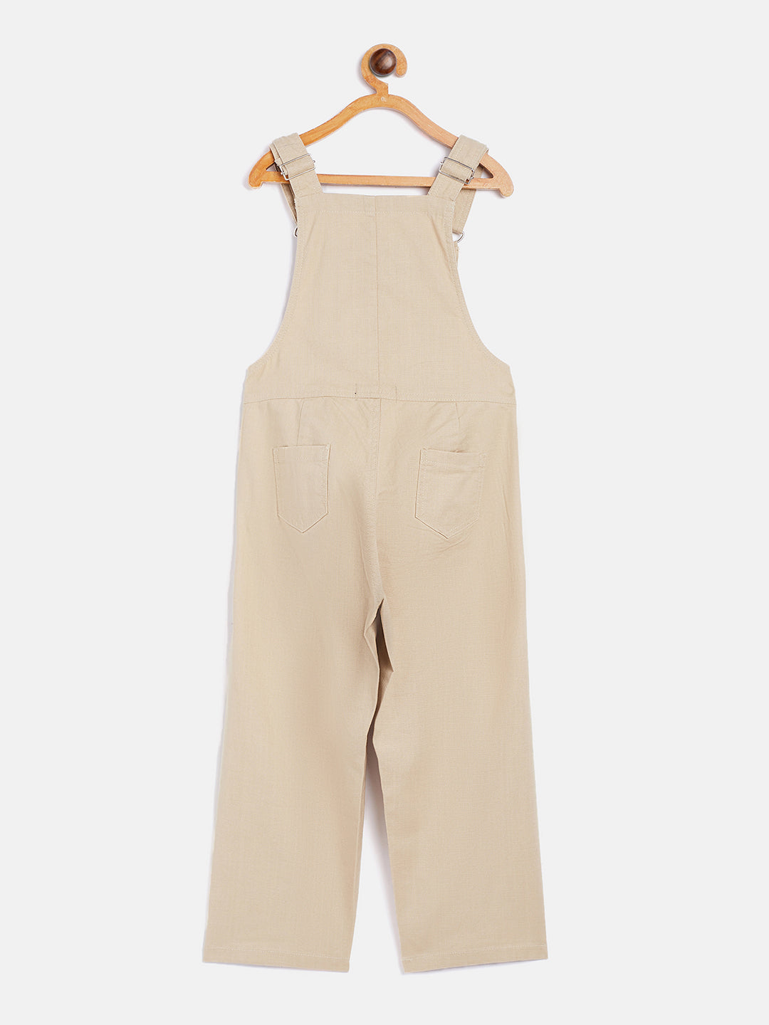 Beige Straight Leg Dungarees - Girls Dungarees