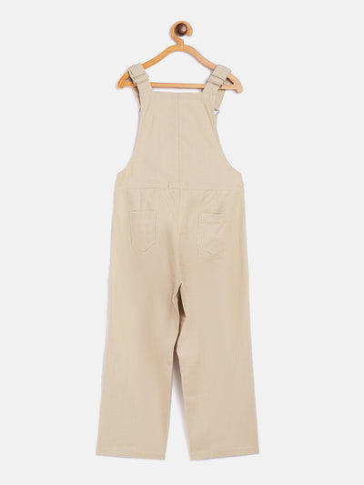 Beige Straight Leg Dungarees - Girls Dungarees