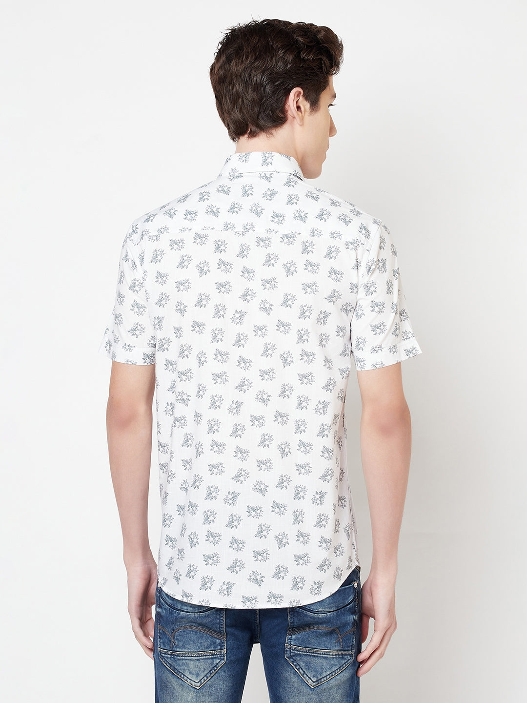 White Floral Shirt - Men Shirts