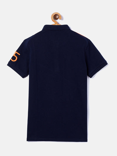 Orange Colorblocked Polo Neck T-Shirt - Boys T-Shirts