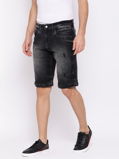Black Slim Fit Denim shorts - Men Shorts