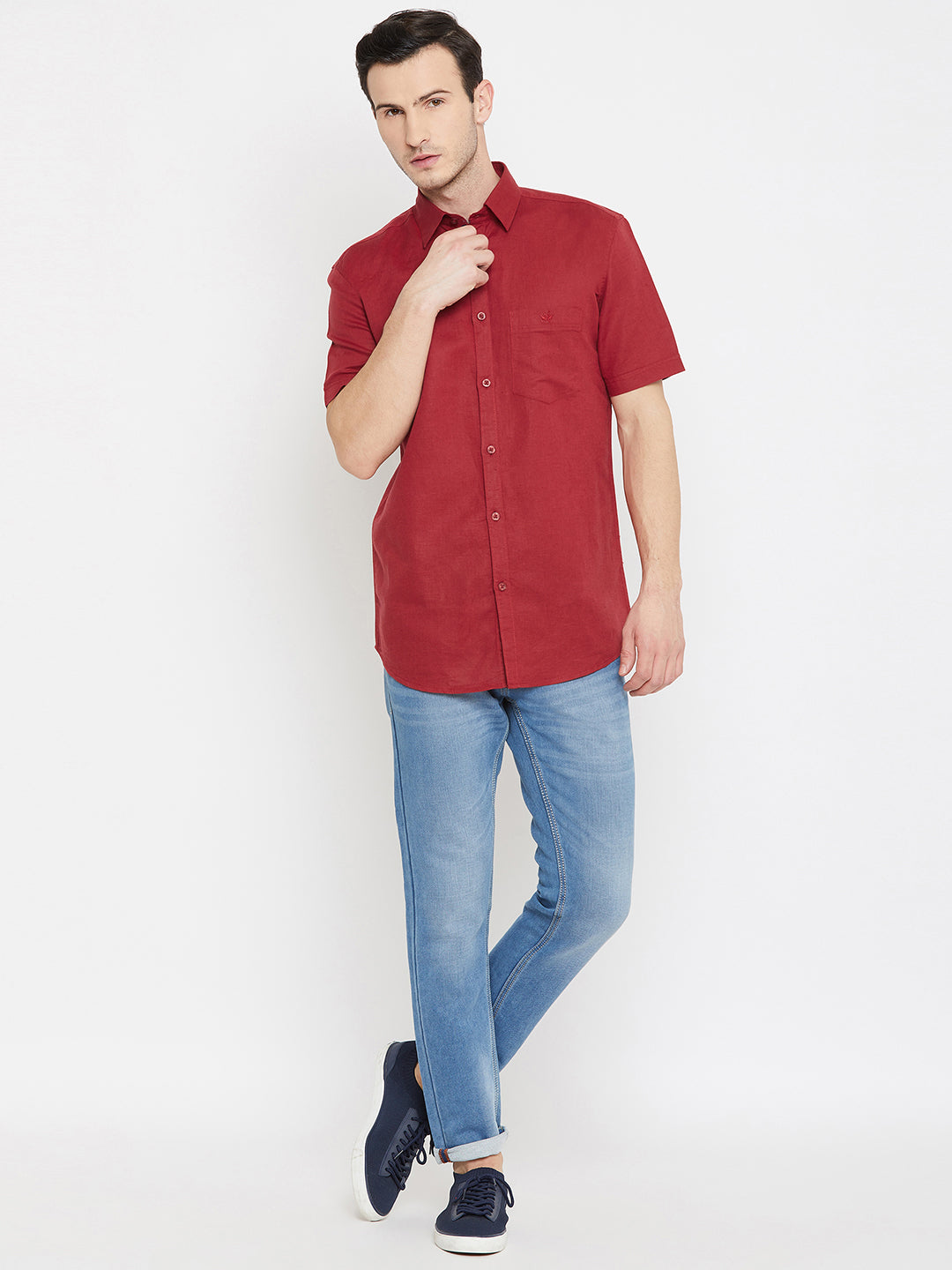 Red 100% Linen shirt - Men Shirts