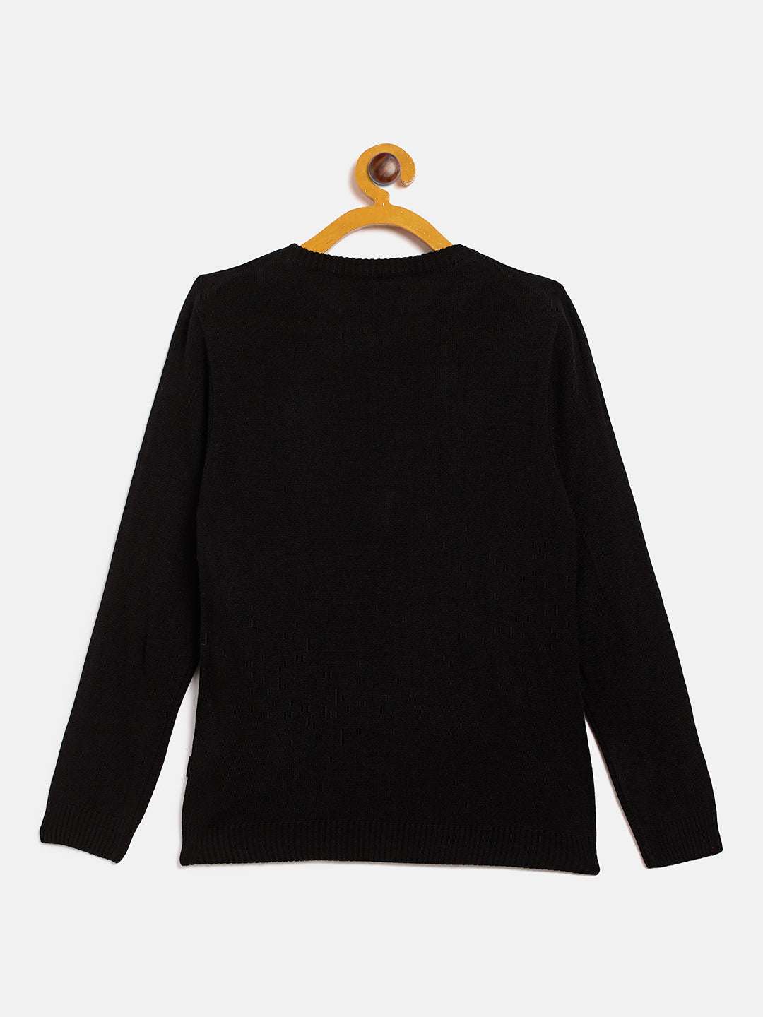 Black Embellished Round Neck Sweater - Girls Sweaters