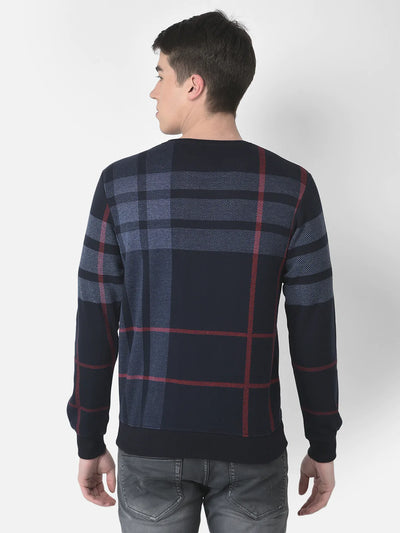  Navy Blue Checkered Sweatshirt 