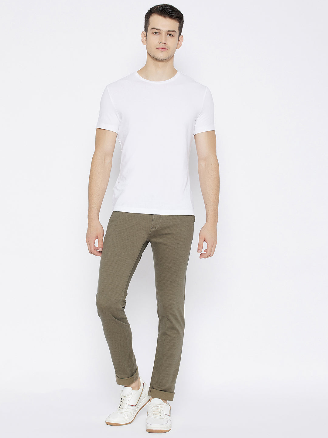 Grey Printed Slim Fit Trousers - Men Trousers