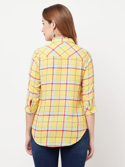 Yellow Checked Shirt - Women Shirts