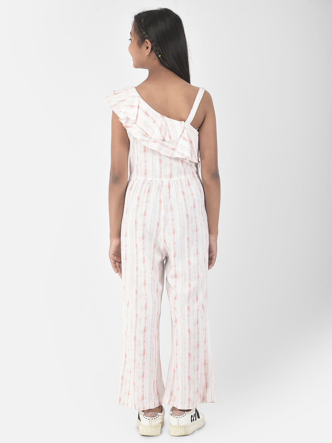  Peach Striped Jumpsuit