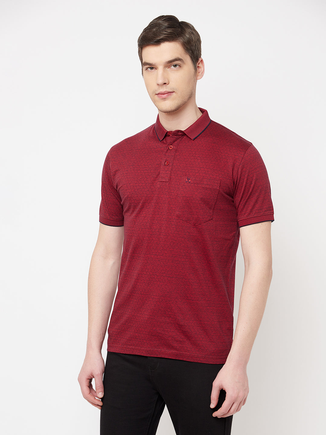 Red Printed Polo T-shirt - Men T-Shirts