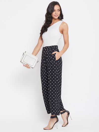 Polka Dots Flared Culottes - Women Trousers