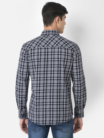  Navy Blue Shirt in Tartan Checks