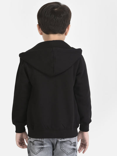  Black Sweatshirt with Zipper Front 