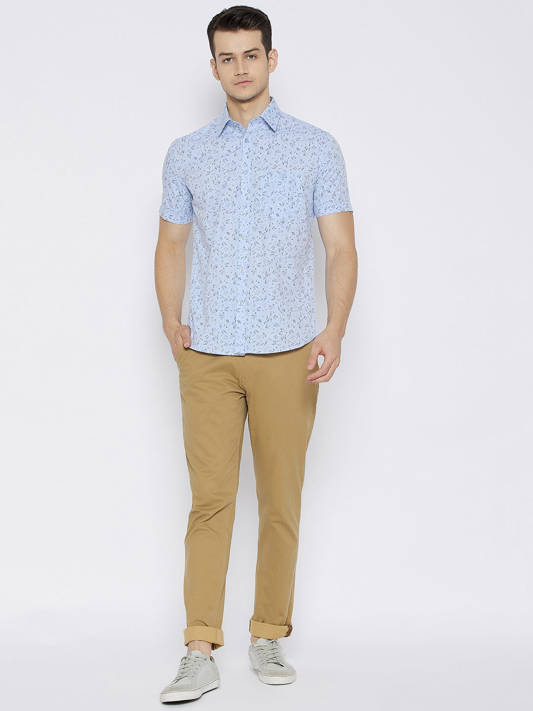 Blue Printed Slim Fit shirt - Men Shirts