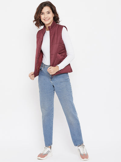 Maroon Padded Jacket - Women Jackets